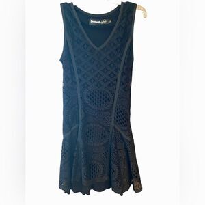 Desiqual Sz M* Black Croatia Lace Fitted Sexy All Over Lace Evening Mini Dress